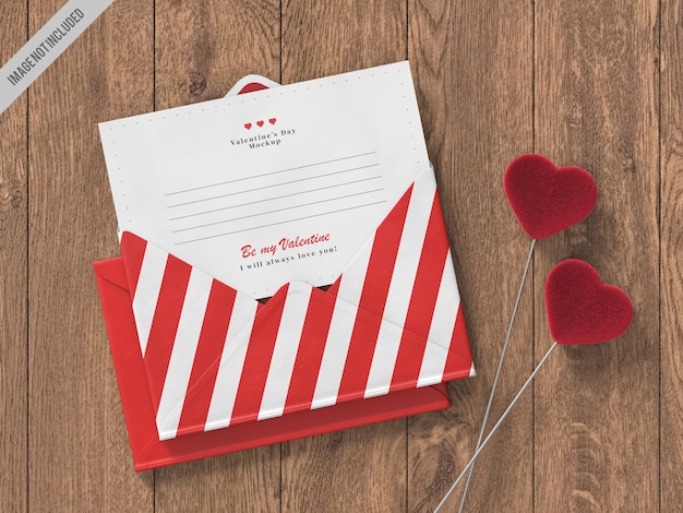 Mockup di carta lettera di san valentino