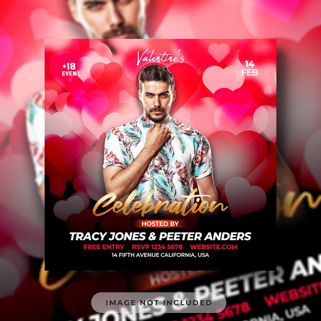 Valentines day love party flyer social media post and web banner