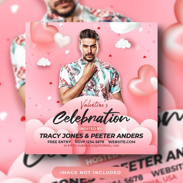 Valentines day love party flyer social media post and web banner