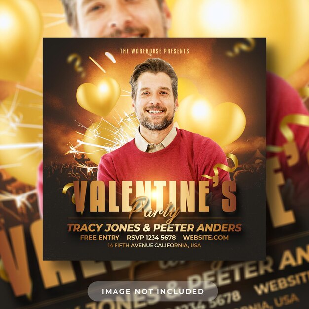 Valentines day love party flyer social media post and web banner