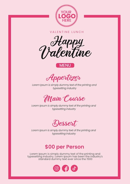 valentines day lunch menu