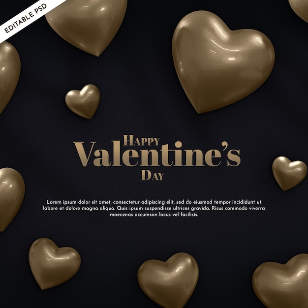 Valentines day mockup with decorative hearts