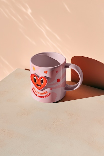 Valentines day mug merchandising mockup