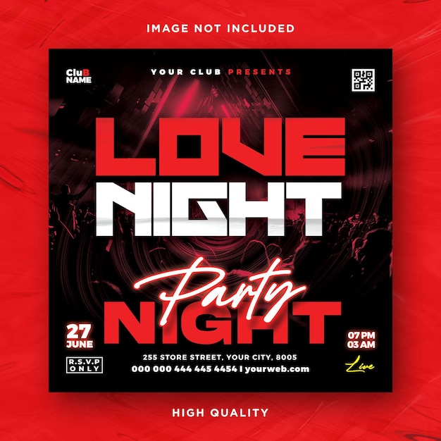 PSD valentines day night party celebration flyer template design