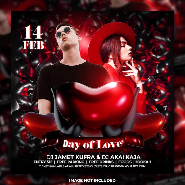 Valentines day party flyer social media post