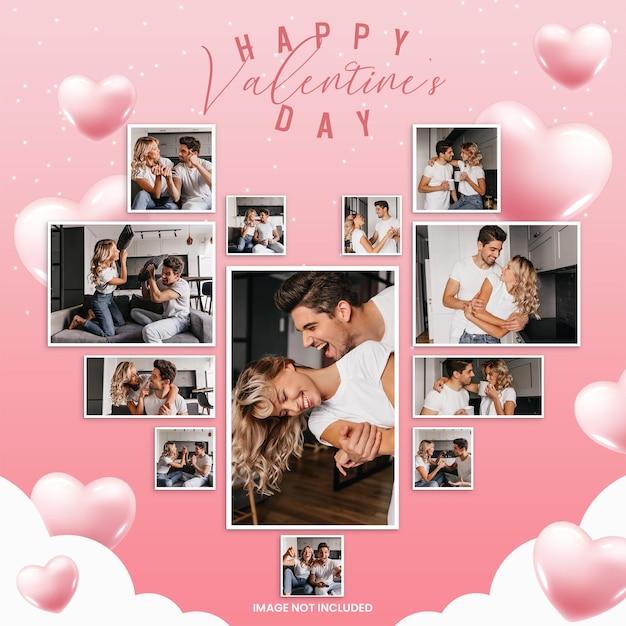 PSD valentines day photo mockup love collage