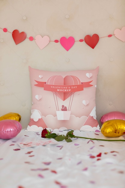 Valentines day pillow merchandise mockup