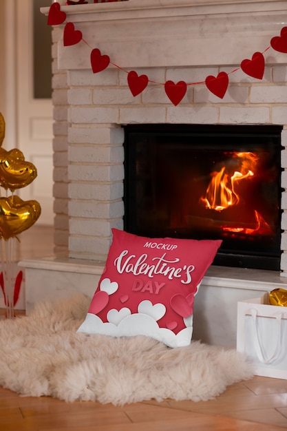 PSD valentines day pillow merchandise mockup