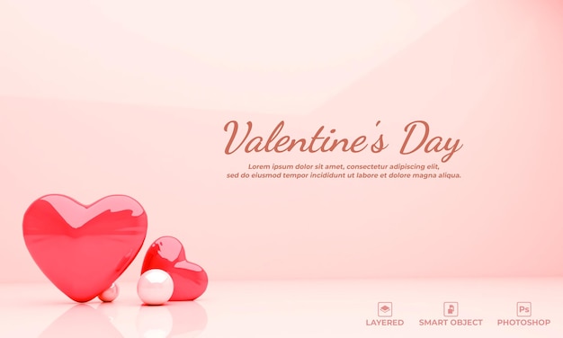 Valentines day podium blank space 3d render for mockup