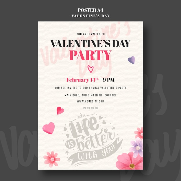 PSD valentines day poster design template