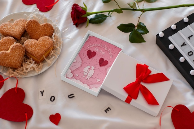 PSD valentines day puzzle merchandise mockup