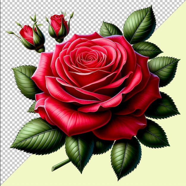 Valentines Day Red Roses Isolated on Transparent background