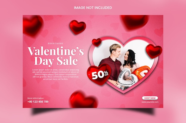 PSD valentines day sale banner template design