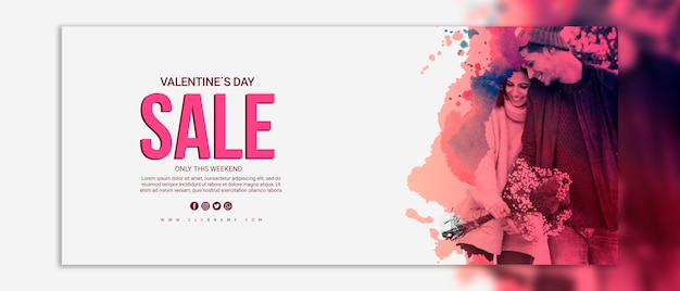 Mockup di banner di vendita di giorno di san valentino