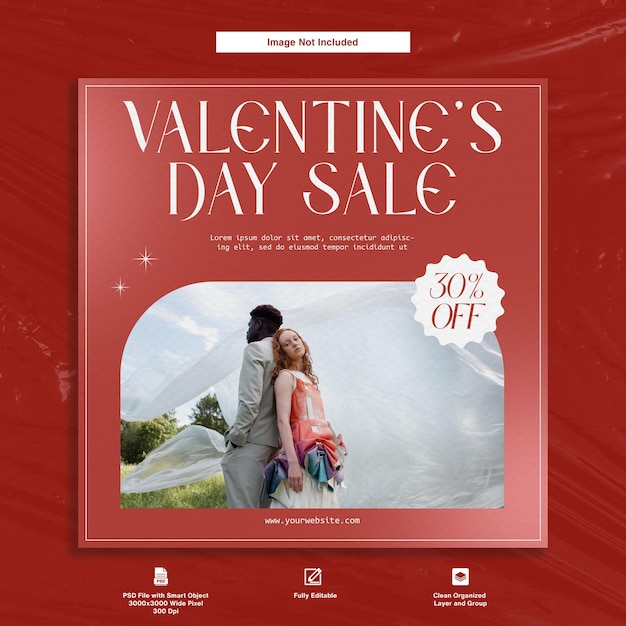 Valentines day sale fashion product minimalist instagram post template design