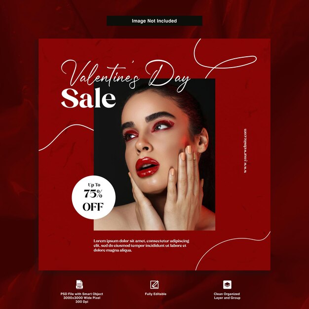 Valentines day sale luxury red theme instagram post template