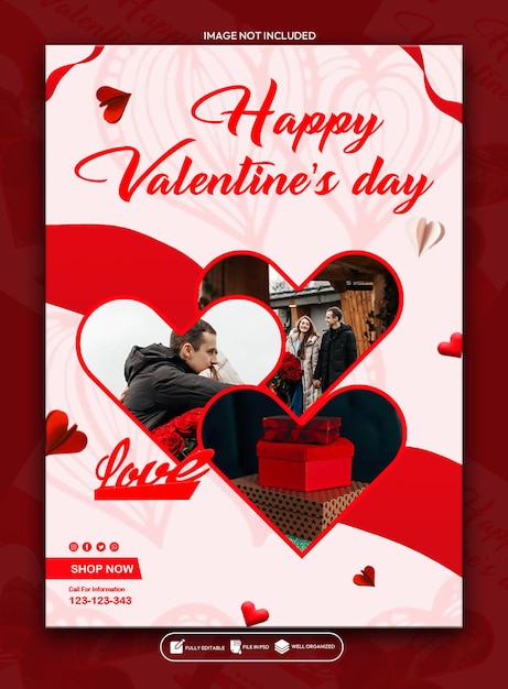 Valentines Day Sale Social Media poster template