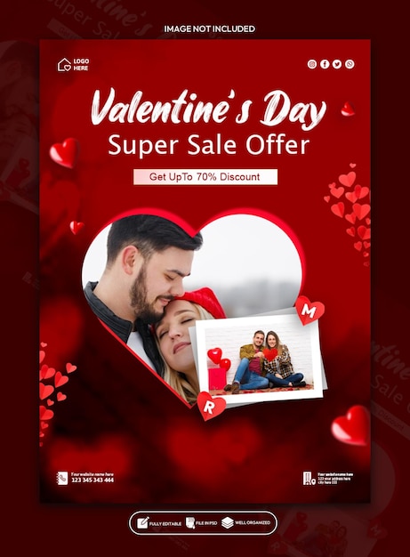 Valentines Day Sale Social Media poster template