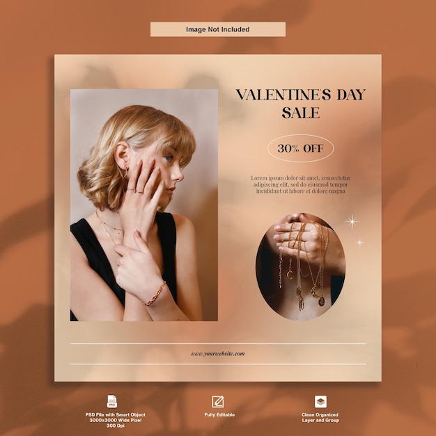 Valentines day sale women accessories fashion elegant earth color theme instagram post template