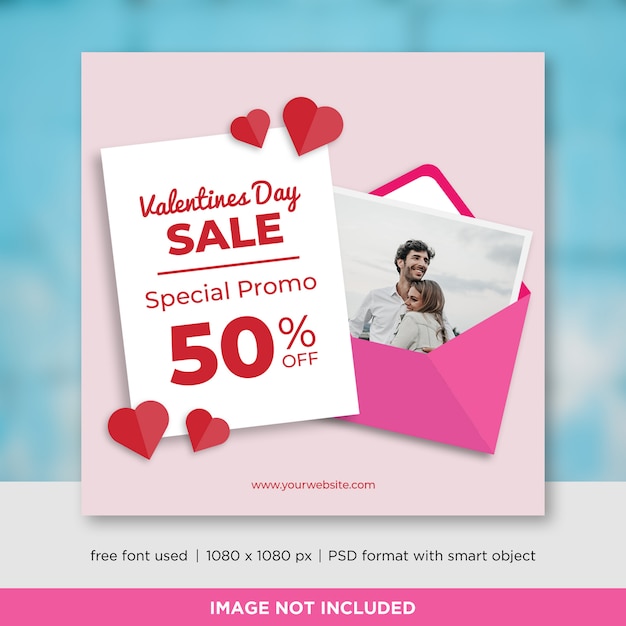 PSD valentines day sales social media banner template