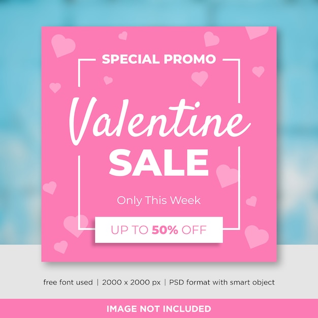 Valentines day sales social media banner template