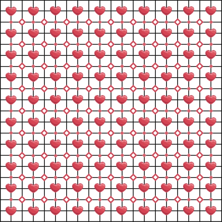 PSD valentines day seamless heart pattern design with geometric grid modern decorative background