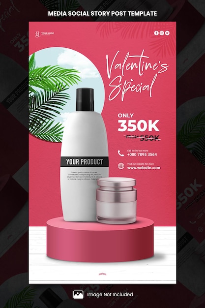 Valentines day special promo cosmetic media social story post template