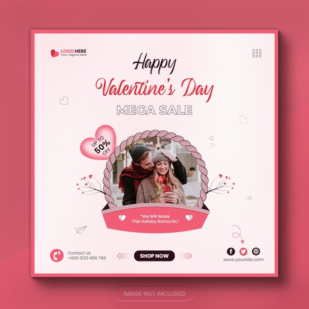 PSD valentines day special sale new social media post design and new instagram web banner design