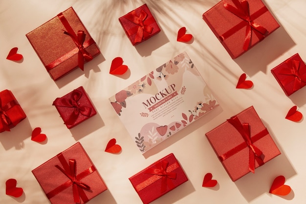 PSD valentines day still life with card mockup