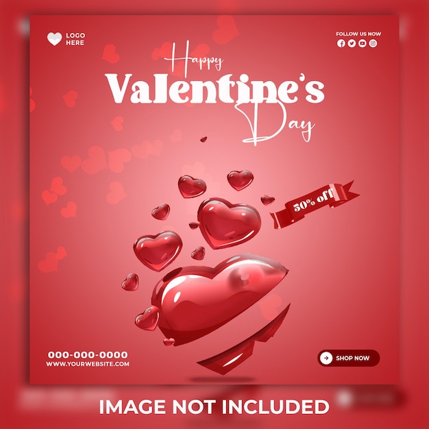 valentines day and super sale social media banner or post template