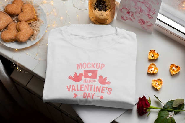 PSD modello di merchandising per la maglietta di san valentino