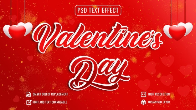 Valentines day text effect mockup with customizable background d