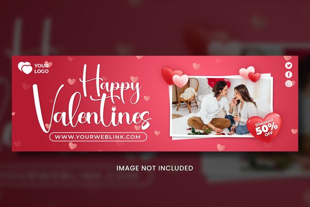 PSD template di intestazione di twitter per il giorno di san valentino.