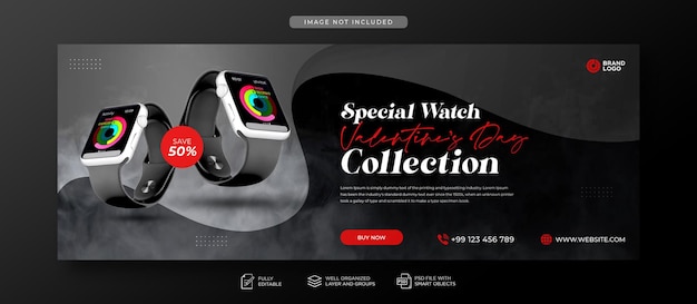 Valentines day watch sale social media facebook cover template