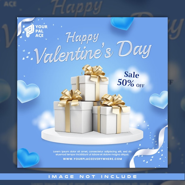valentines day with gift in podium template