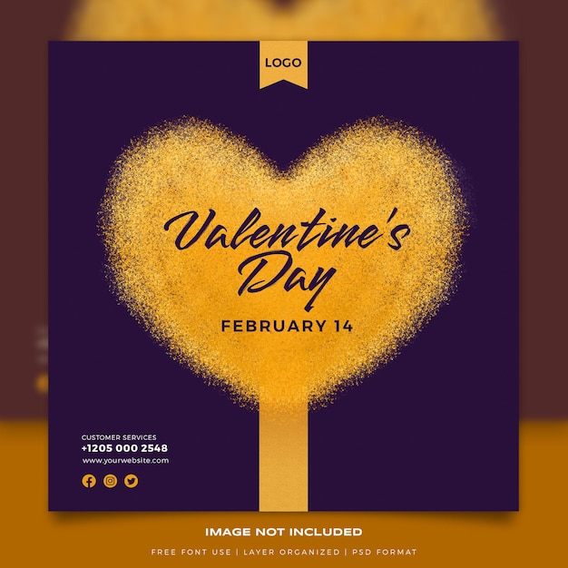 PSD valentines day with heart banner design premium psd