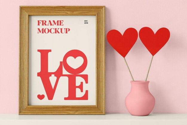valentines day wood frame mockup