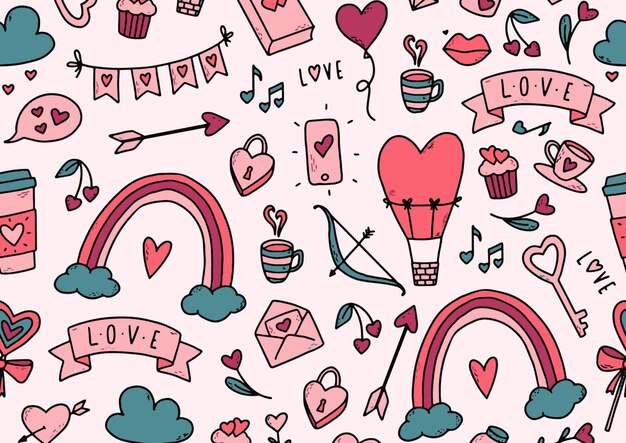 PSD valentines doodle background