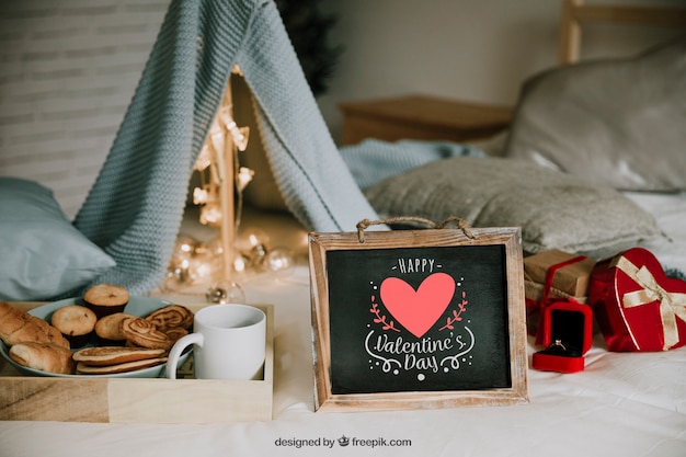 PSD valentines frame and elements mockup