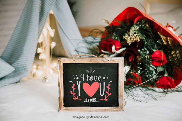 Valentines frame and elements mockup