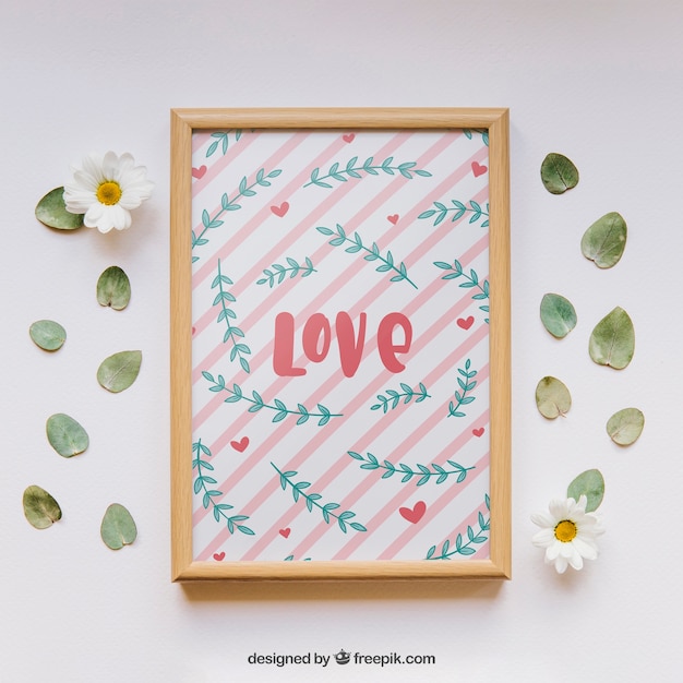 PSD valentines frame and elements mockup