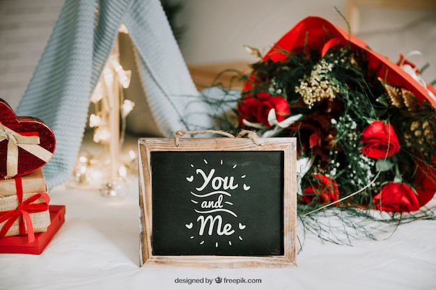 Valentines frame en elementen mockup