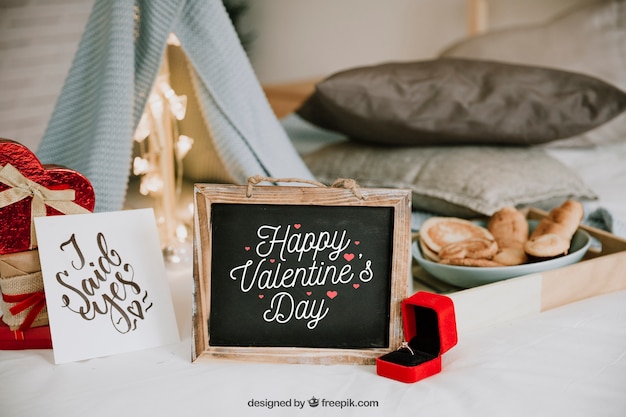 Valentines frame en elementen mockup