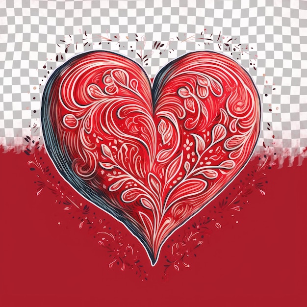 PSD cuore di san valentino con lettere isolate su sfondo rosso elemento di design per biglietti di auguri e decorazioni natalizie illustrazione del giorno di san valentino isolato su sfondo trasparente