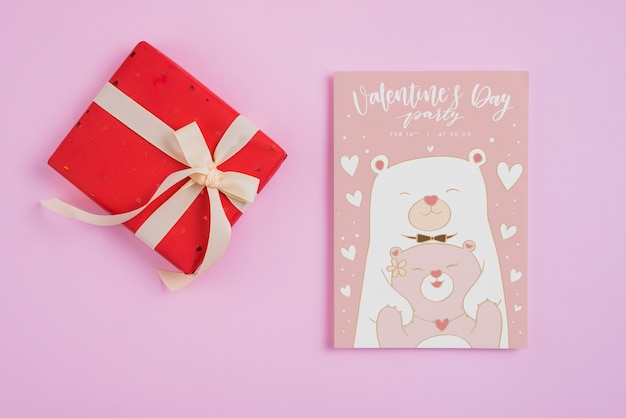 PSD valentines kaartmodel met cadeautjes