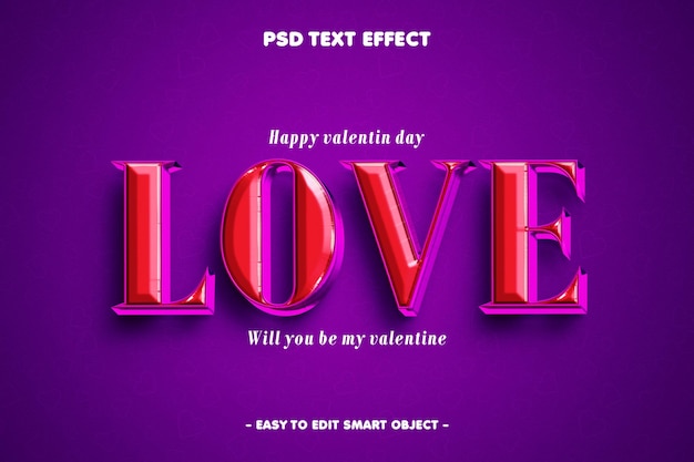 Valentines love editable text effect