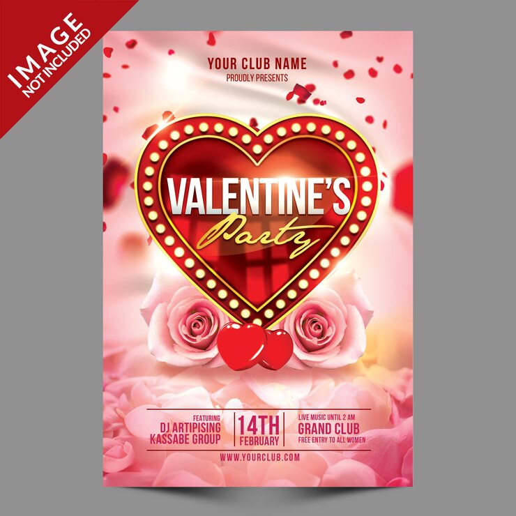 PSD valentines party flyer psd-sjabloon