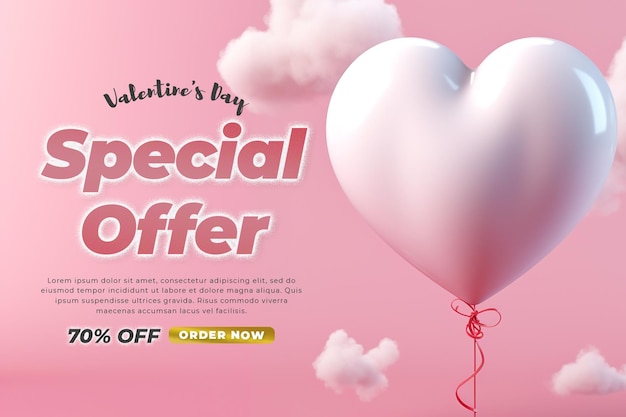 PSD valentines special offer banner template discount promotion