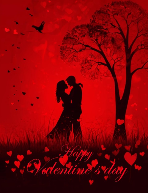 PSD valenvalentines day digital art with romantic couple