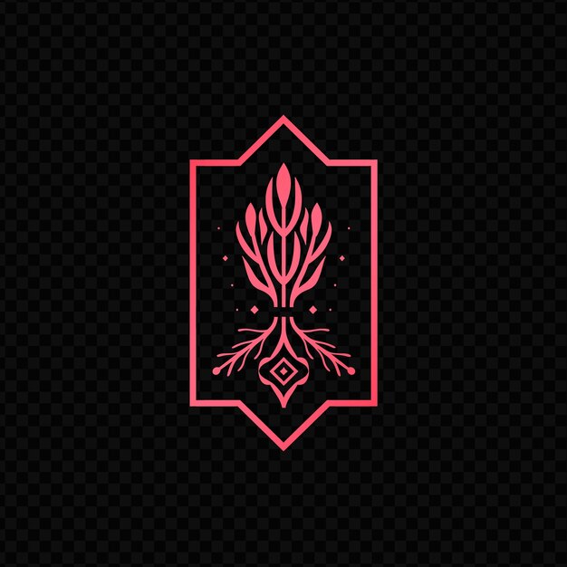 Valerian root monogram logo with decorative frame and diamon psd vector tattoo outline art design